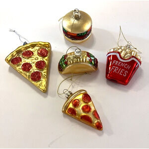 Wondershop Junk Food Holiday Ornaments 5 LOT Taco French Fries Pizza Hamburger